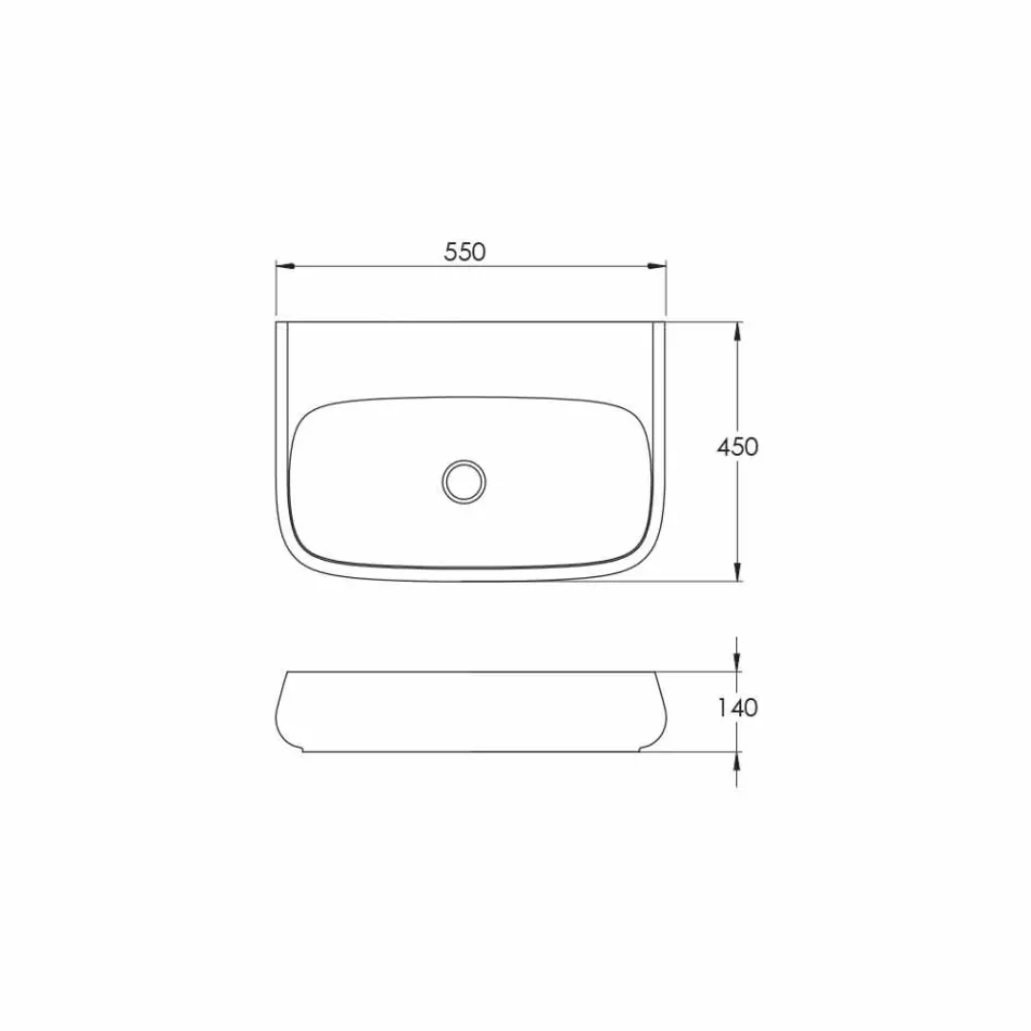 Countertop or wall hung sink in ceramic L 55cm made in Italy, Gais Viadurini