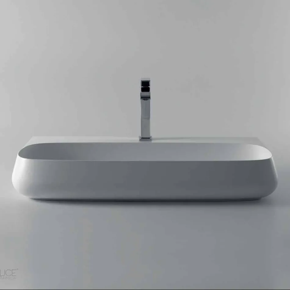 Countertop or wall hung sink in ceramic L 90cm made in Italy, Gais Viadurini