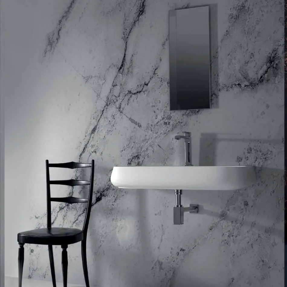 Countertop or wall hung sink in ceramic L 90cm made in Italy, Gais Viadurini