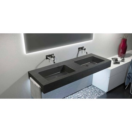 Modern suspended double sink in Texolid made in Italy, Rufina Viadurini