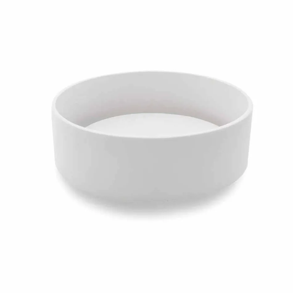Design Countertop White Resin Sink with Central Drain - Moris Viadurini
