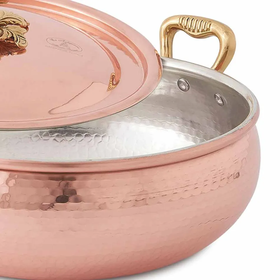 Vegetable Pot with Handmade Tinned Copper Lid Made in Italy 24 cm - Mariacarla Viadurini