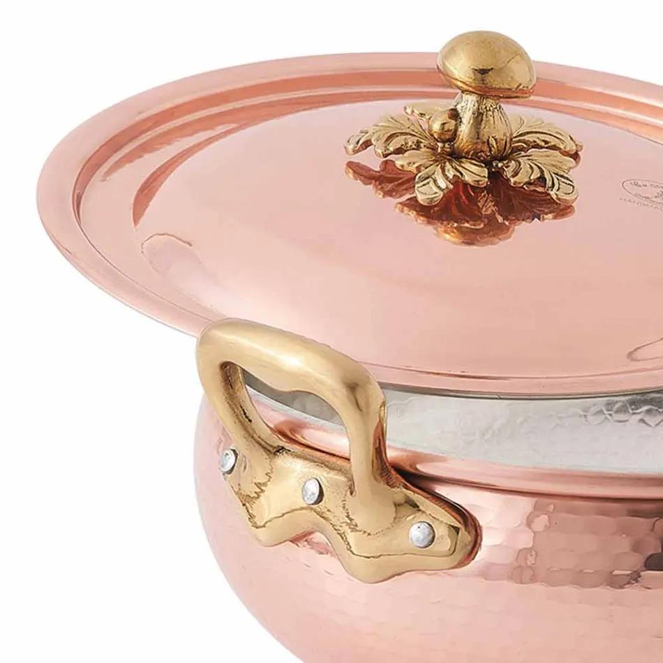 Vegetable Pot with Handmade Tinned Copper Lid Made in Italy 28 cm - Mariacarla Viadurini