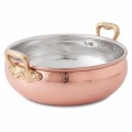 Hand Tinned Copper Vegetable Pot with 2 Handles Made in Italy 16 cm - Gianmaria