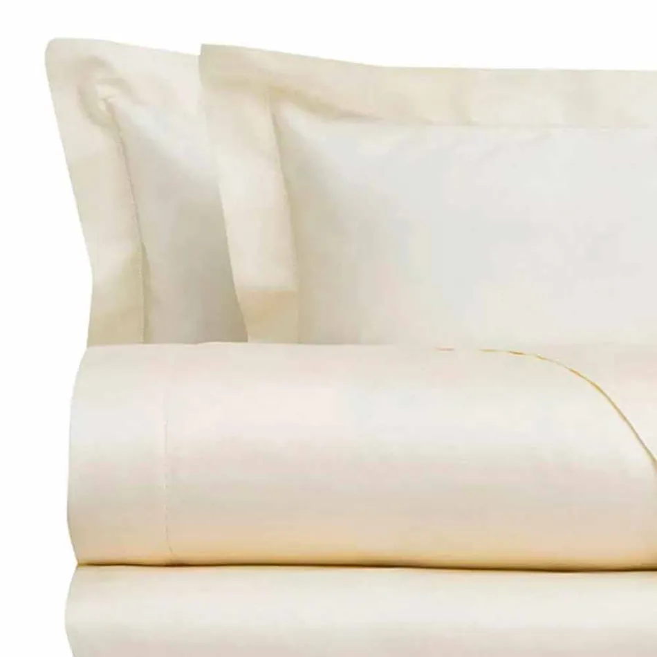 Cotton Satin Sheets Set for Double Bed Solid Color - Freesia Viadurini