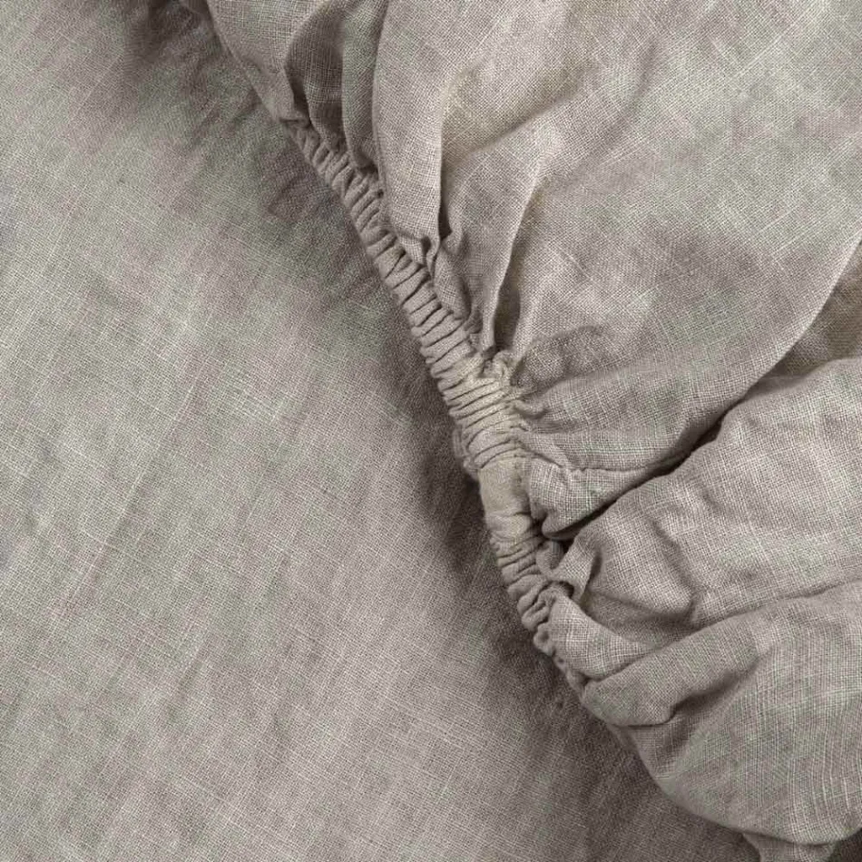 Double fitted sheets in Black Linen, Butter or Old Chalk - Fiumano Viadurini