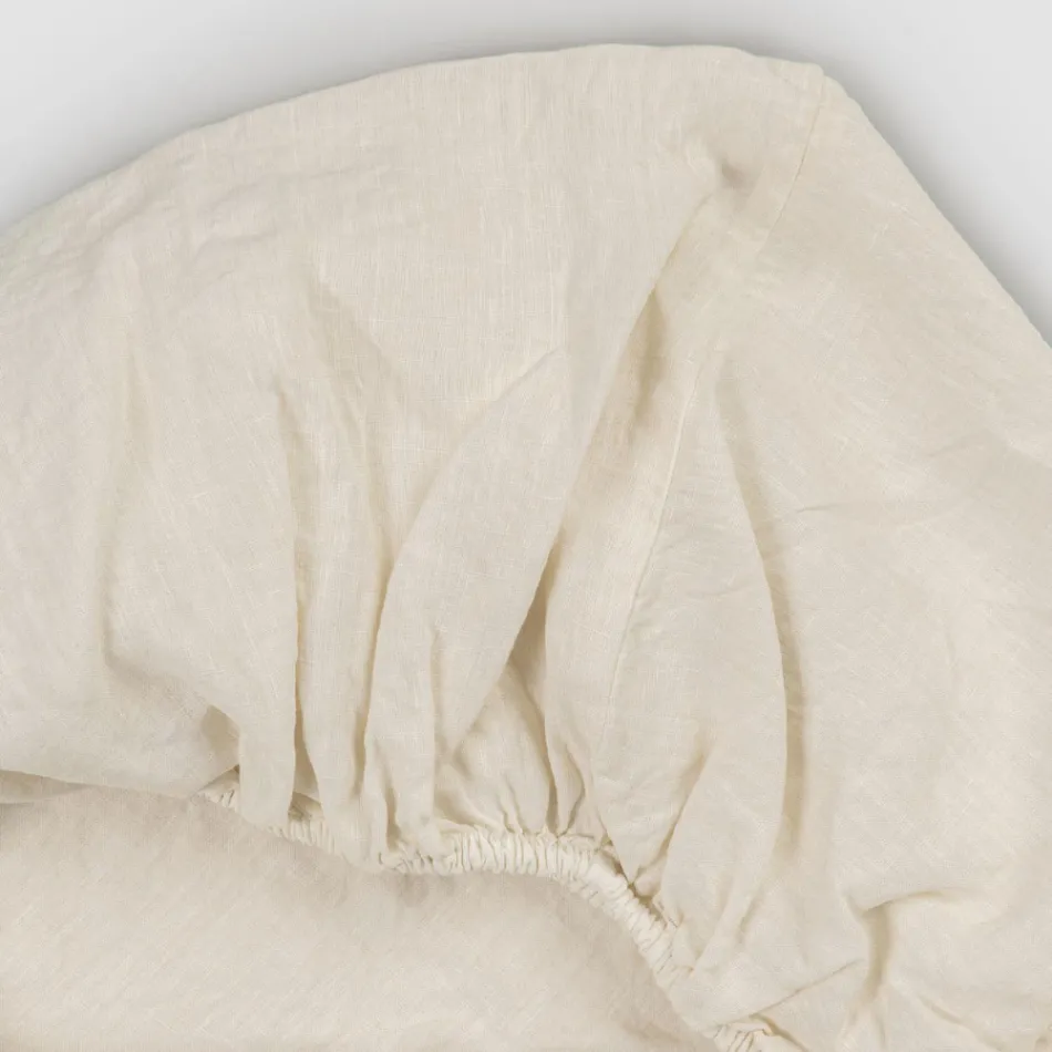 Double fitted sheets in Black Linen, Butter or Old Chalk - Fiumano Viadurini