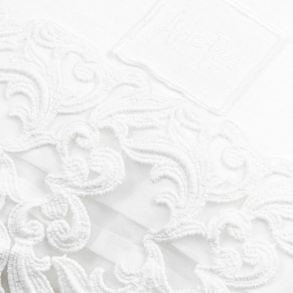 High Quality White Linen Sheet with Lace for Double Bed - Fiumana Viadurini