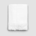 White Linen Flat Sheet with Lace for Double Bed of High Quality - Fiumana