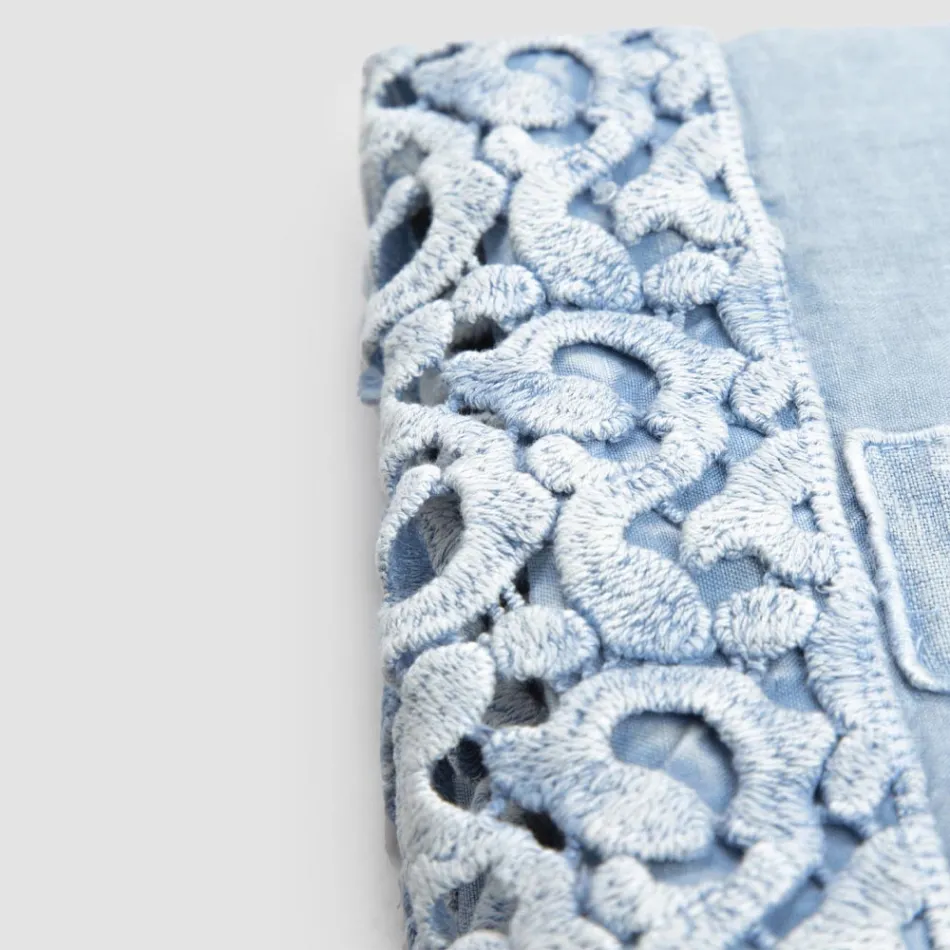 Double Bed Sheet in Linen with Poema Lace, 3 Finishes - Dulcis Viadurini