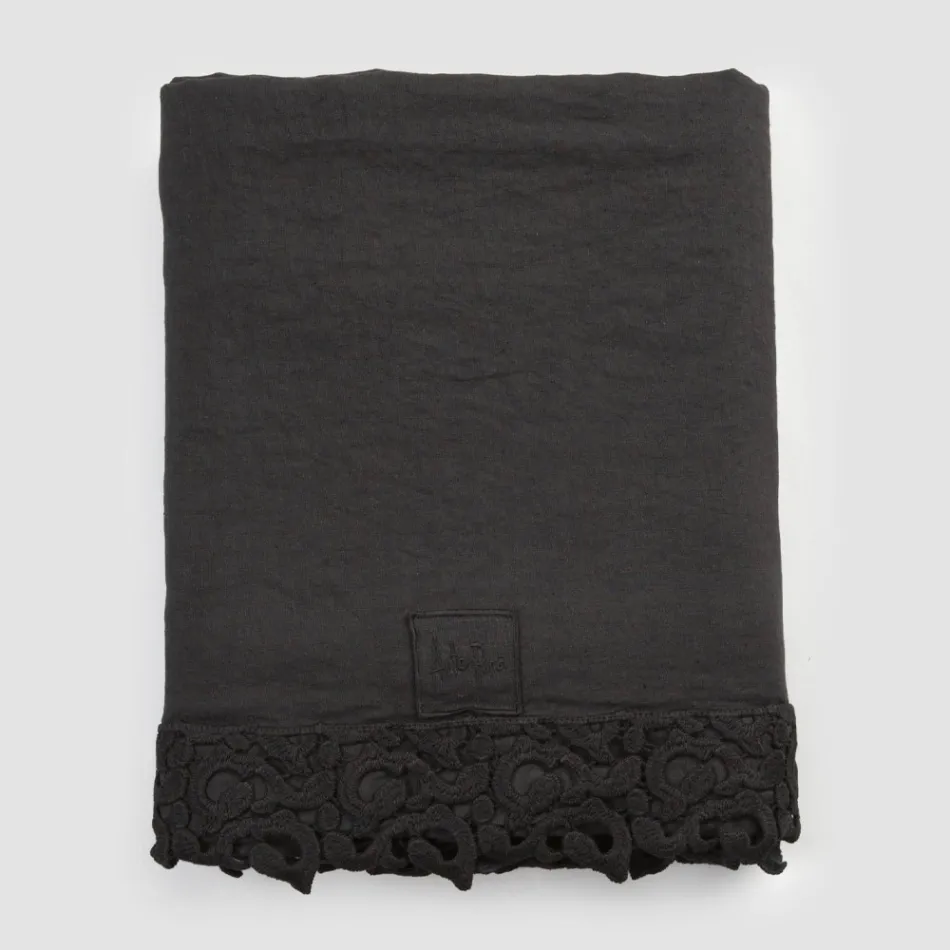 Double Bed Sheet in Linen with Poema Lace, 3 Finishes - Dulcis Viadurini