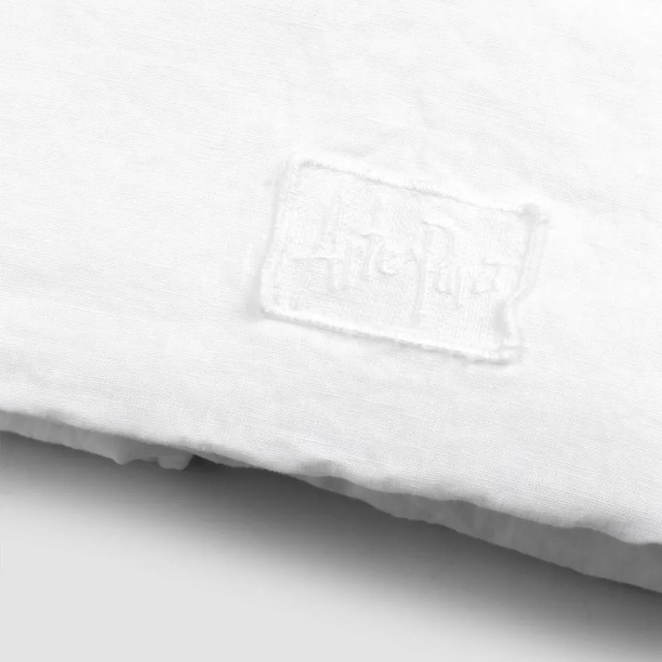 Luxury White Linen Double Fitted Sheet Made in Italy - Fiumano Viadurini