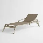 Outdoor Sunbed in Aluminum with Wheels and Armrests Modern Design - Carmine Viadurini