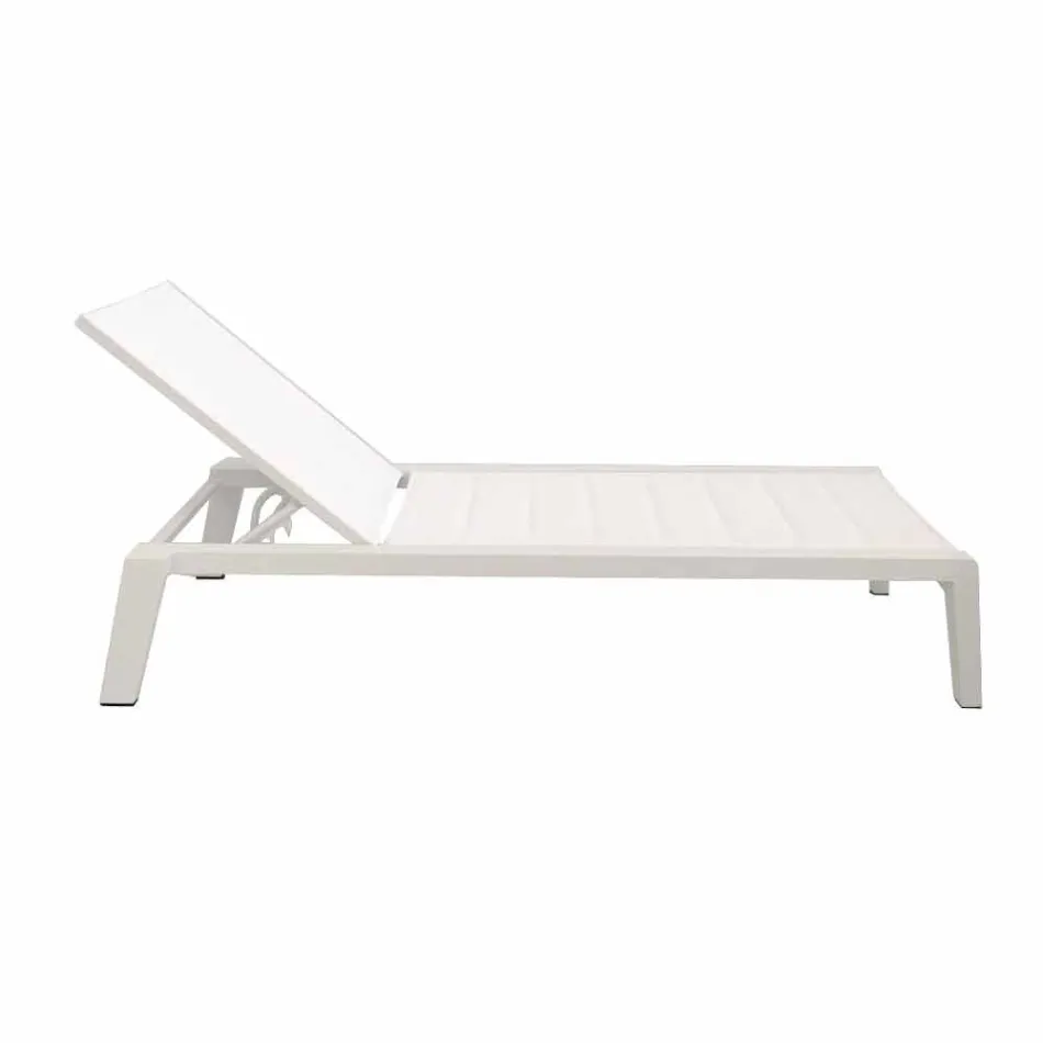 Aluminum Sunbed with Textilene Cushion, 3 Finishes - Moira Viadurini