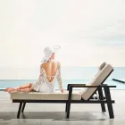 Aluminum Sunbed and Teak Armrests with Headrest - Moira Viadurini