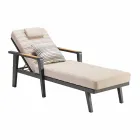 Aluminum Sunbed and Teak Armrests with Headrest - Moira Viadurini