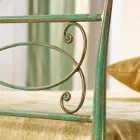 Single bed and a half Gabriella green iron beaten copper Viadurini