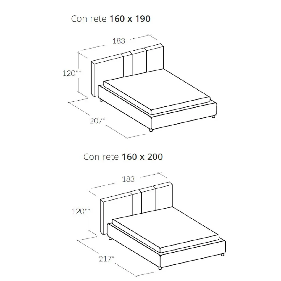 Modern Upholstered Double Bed with Folds or Quilted Design - Thomas Viadurini