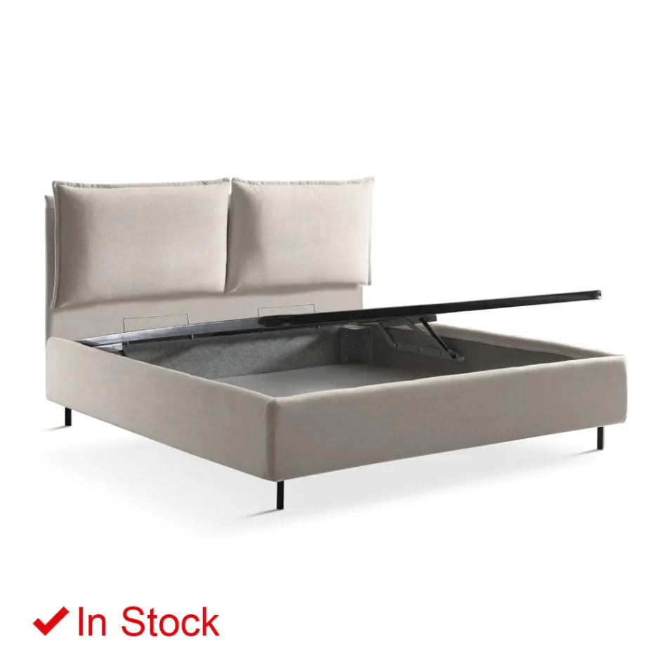 Double bed with storage box Made in Italy - Ernesta Viadurini