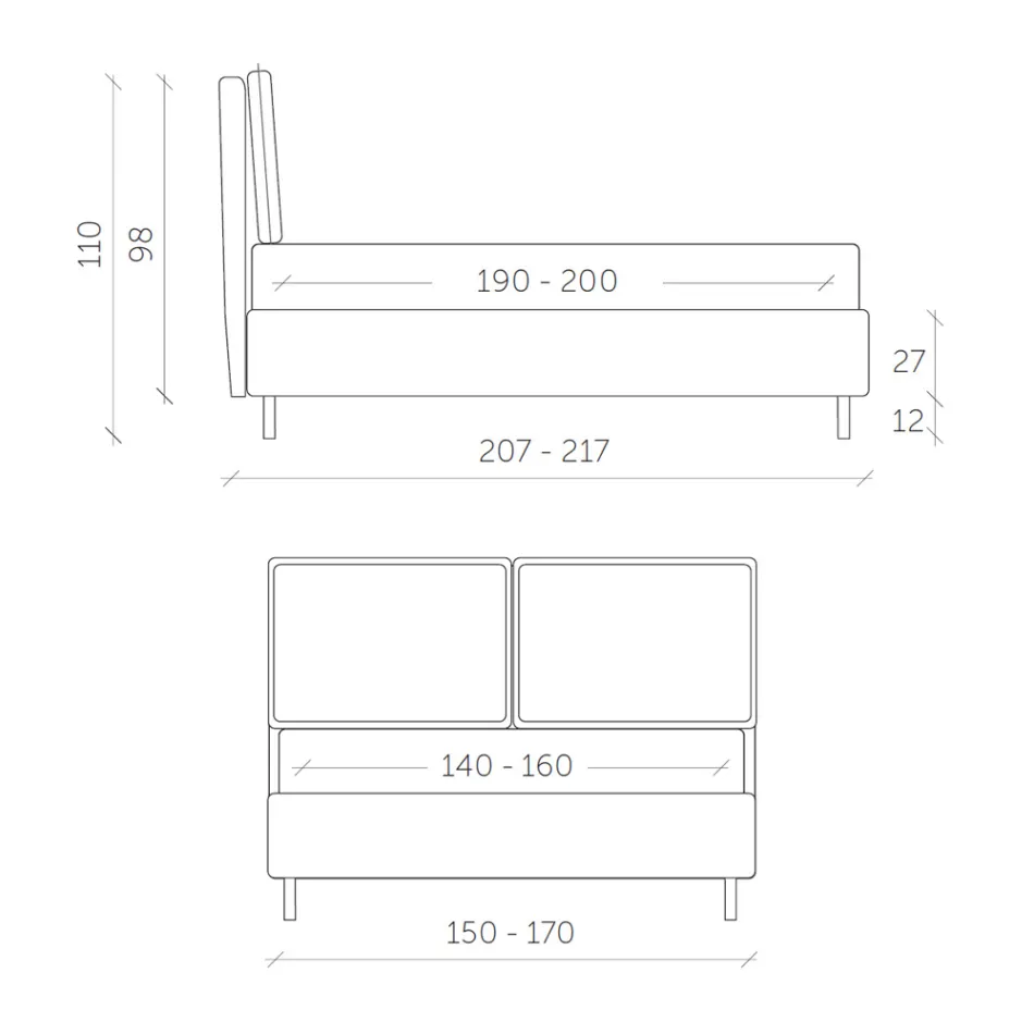 Double bed with storage box Made in Italy - Ernesta Viadurini