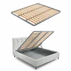 Double bed with padded drawer in eco-leather Made in Italy - Paolo Viadurini