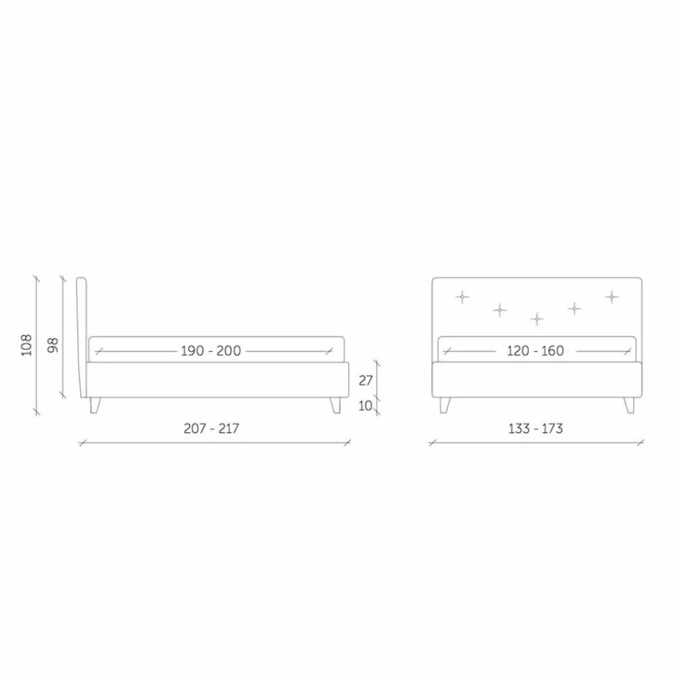 Double Bed with Padded Container Faux Leather Made in Italy - Mask Viadurini