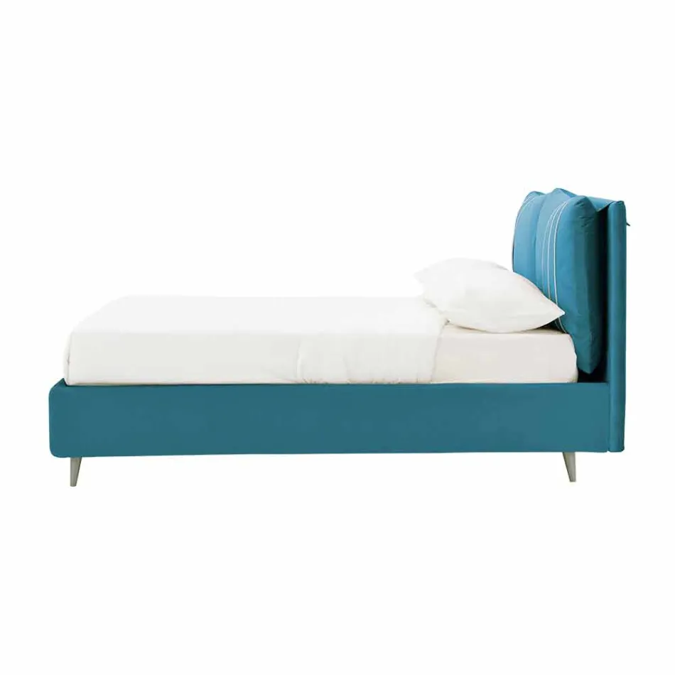 Double Bed with Container Covered in Fabric Made in Italy - Renato Viadurini