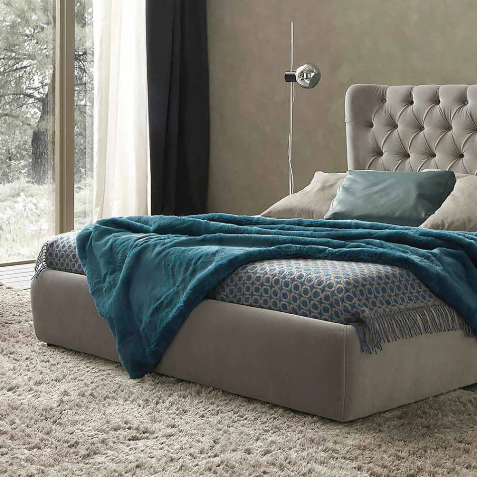 Selene Bolzan modern design double bed with quilted headboard Viadurini