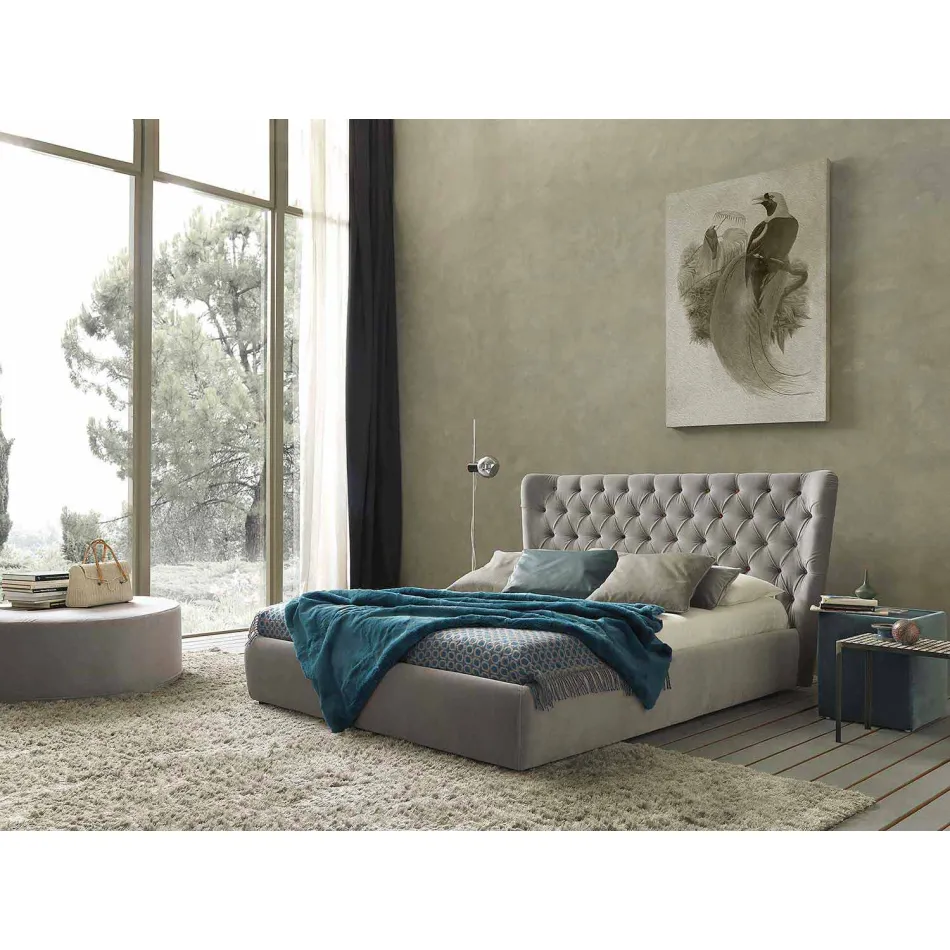 Selene Bolzan modern design double bed with quilted headboard Viadurini