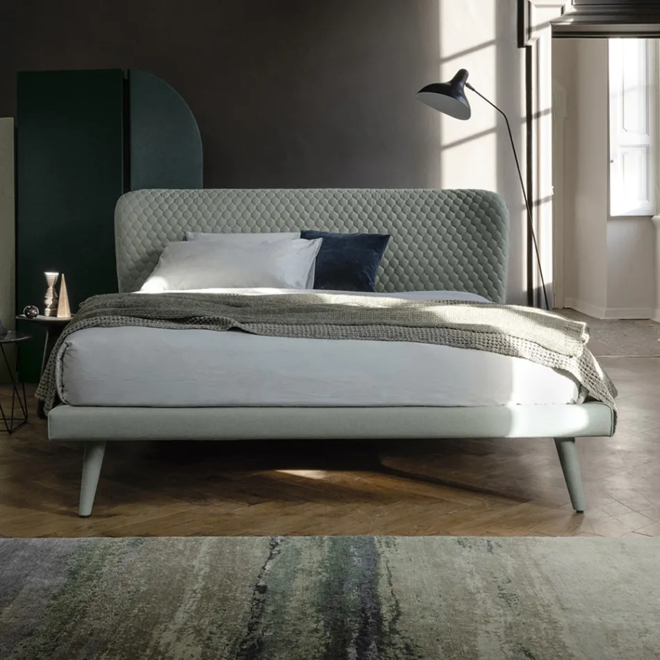 Double bed, without container, contemporary design Corolle by Bolzan Viadurini