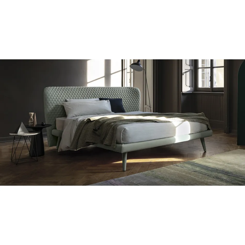 Double bed, without container, contemporary design Corolle by Bolzan Viadurini