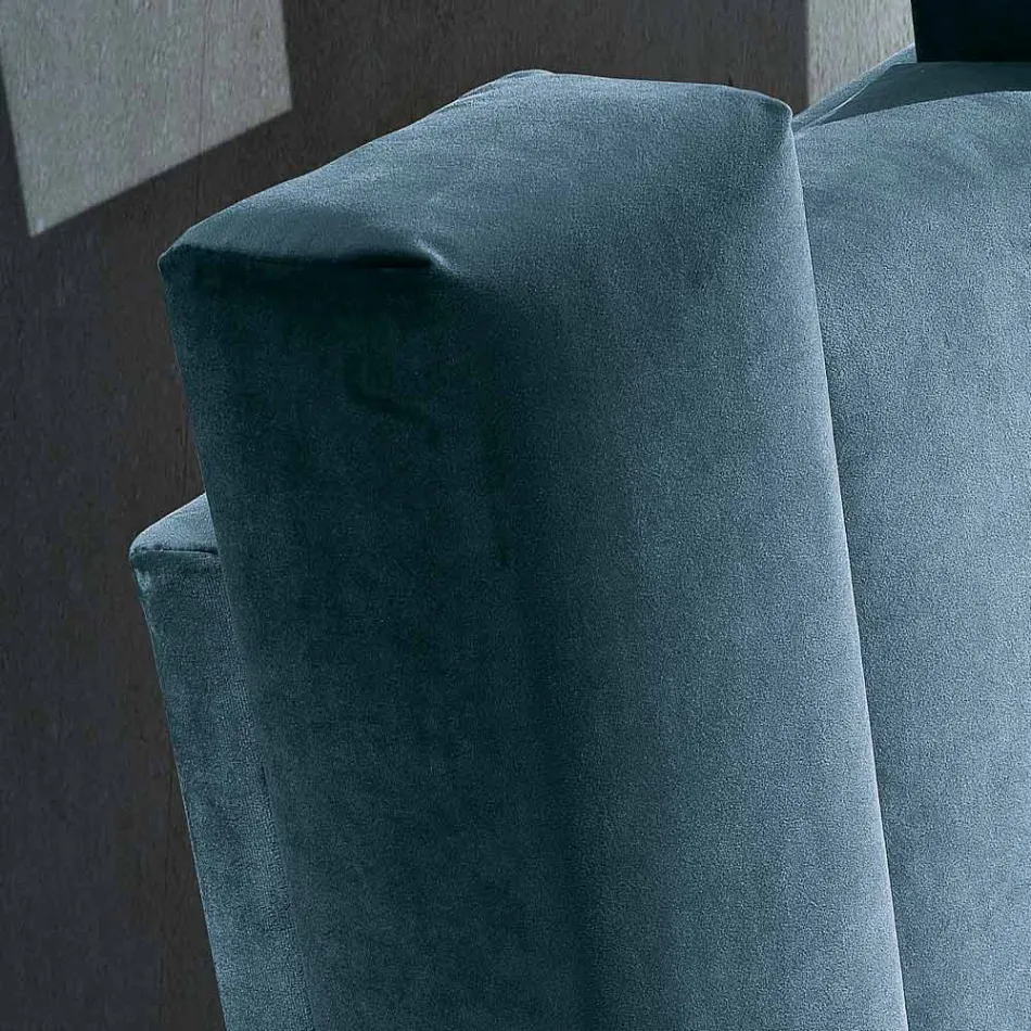High Quality Modern Upholstered Design Double Bed in Blue or Gray - Kenzo Viadurini