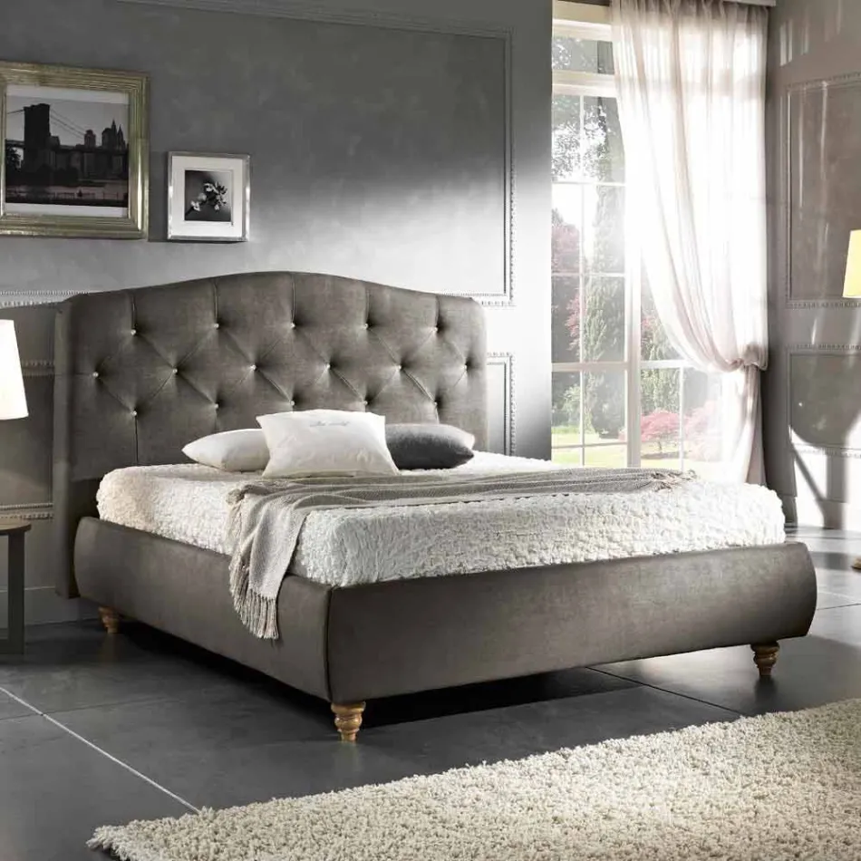 Padded double bed with storage box 160x190 / 200cm Leone Viadurini