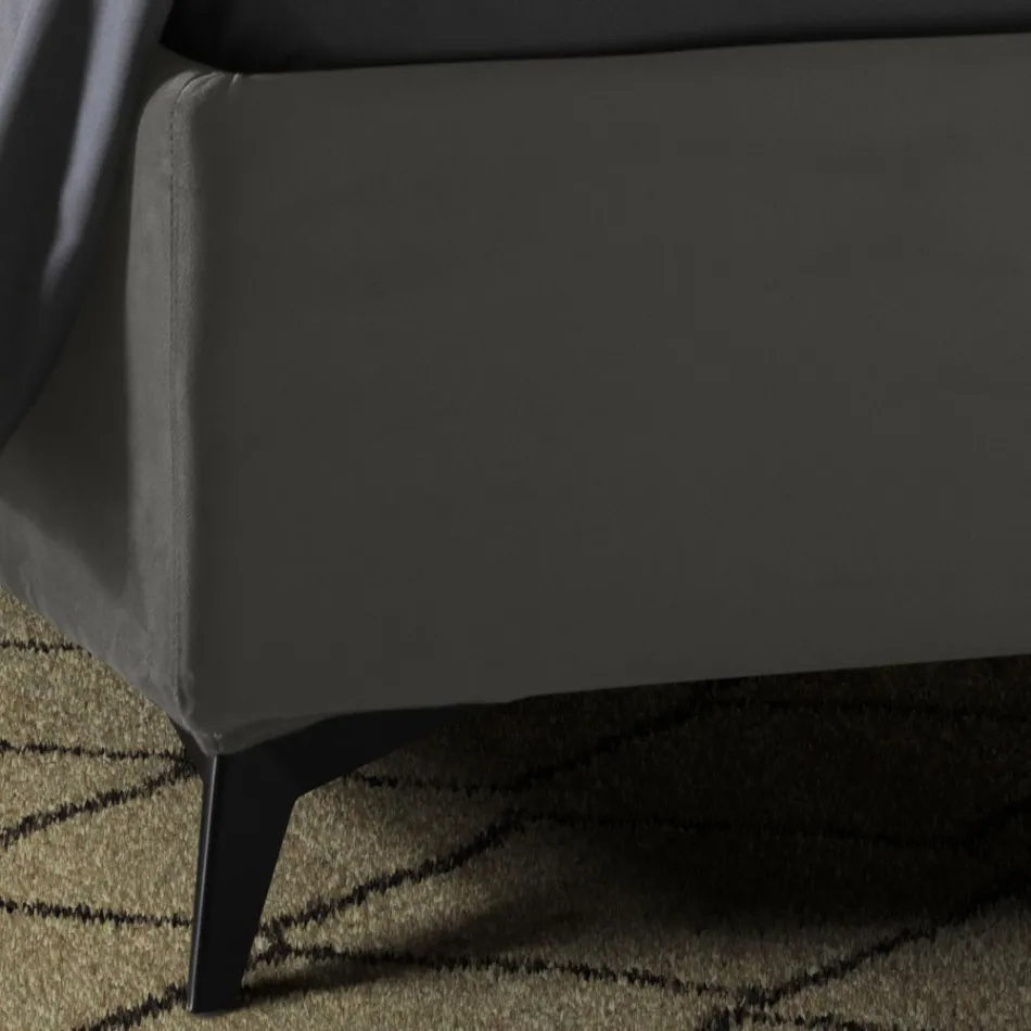 Upholstered Double Bed with Storage Box Made in Italy - Sunflower Viadurini