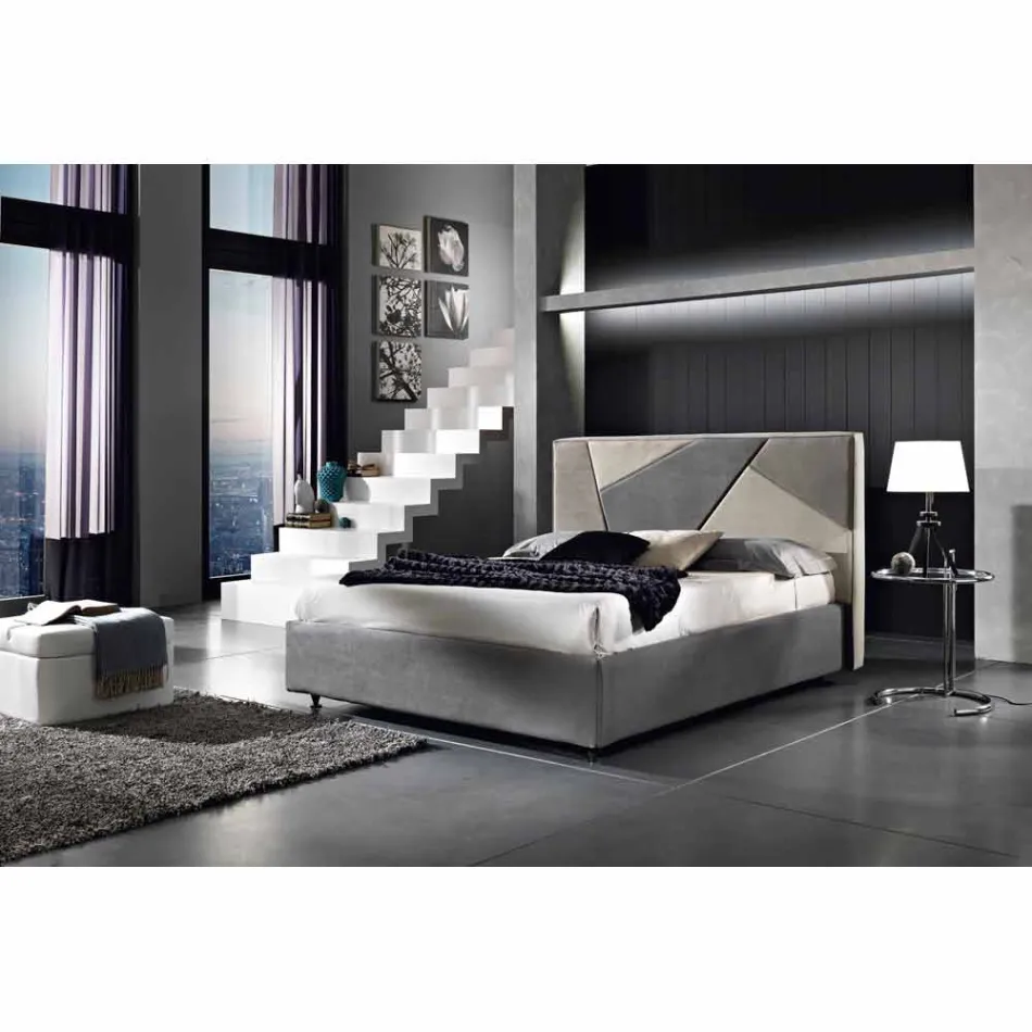 Upholstered double bed with lifting container 160x190 / 200cm Mia Viadurini