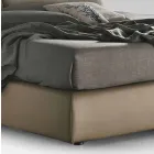 Double Bed Padded and Covered in Fabric and Leather Made in Italy - Lula Viadurini