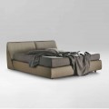 Double Bed Padded and Covered in Fabric and Leather Made in Italy - Lula