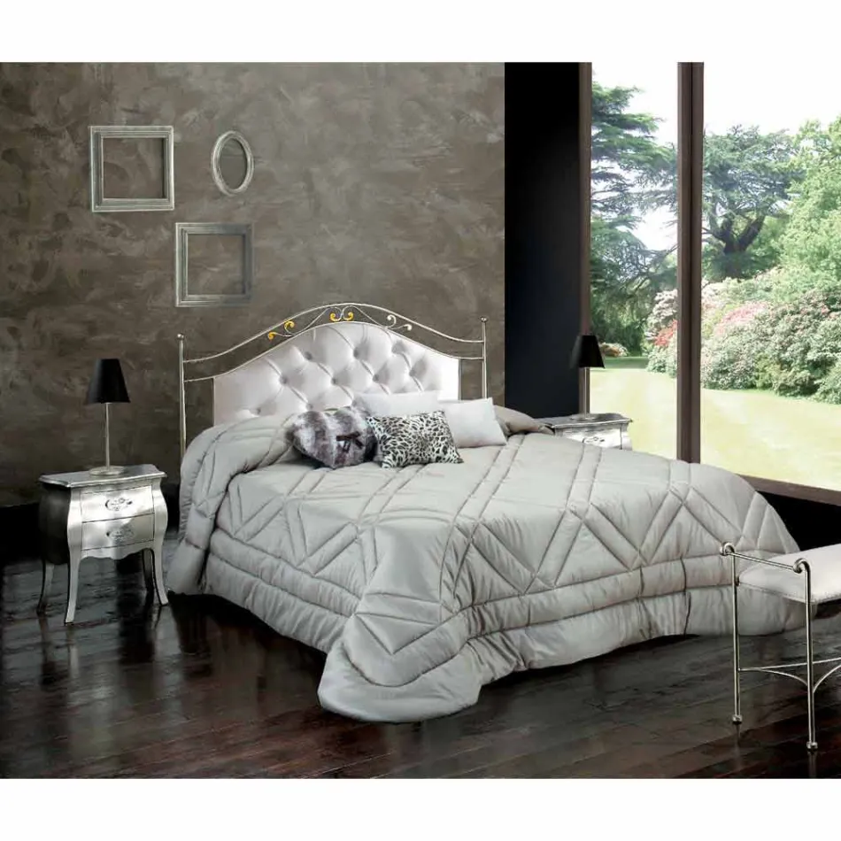 Upholstered double bed handmade in solid iron Gracie Viadurini