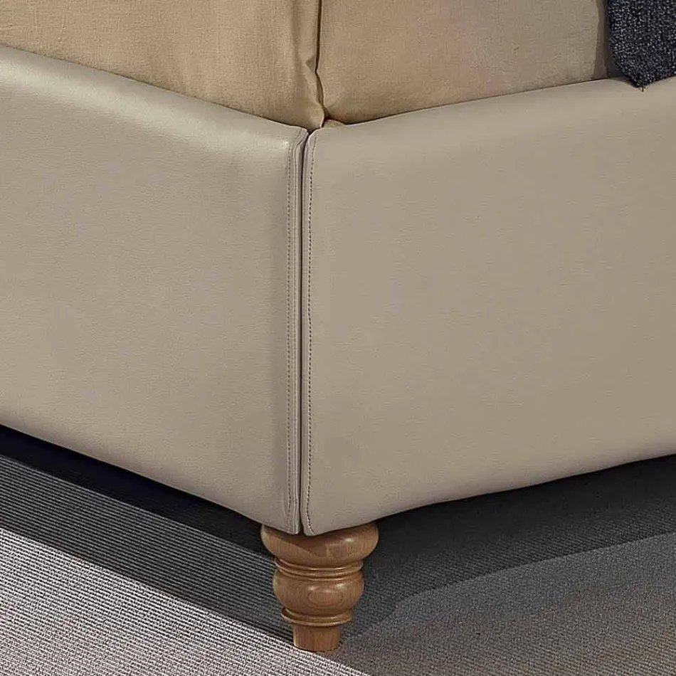 Imitation leather double bed with storage box 160x190 / 200 cm Gin Viadurini