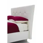 Double Bed in Leatherette with Wooden Feet Made in Italy - Perzio Viadurini