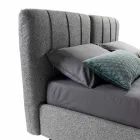 Fabric Double Bed with Box and Striped Headboard Made in Italy - Nives Viadurini