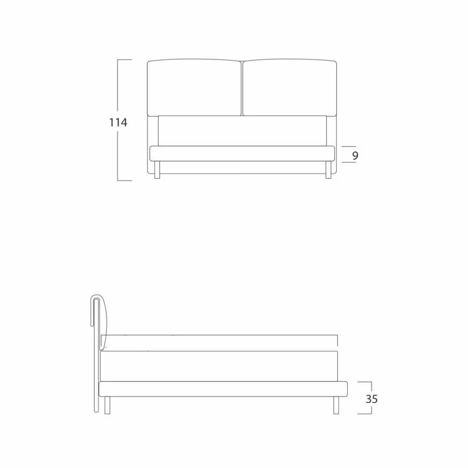 Modern double bed, thin base, Iorca by Bolzan Viadurini
