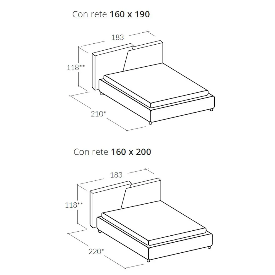 Modern Upholstered Double Bed with Quilted or Smooth Design - Aftamo Viadurini