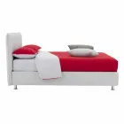 Double Bed Covered in Imitation Leather with Feet Made in Italy - Nurzio Viadurini