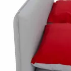 Double Bed Covered in Imitation Leather with Feet Made in Italy - Nurzio Viadurini