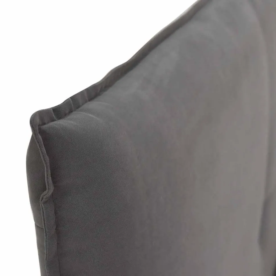 Double Bed with Removable Cover with Wooden Feet Made in Italy - Tampa Viadurini