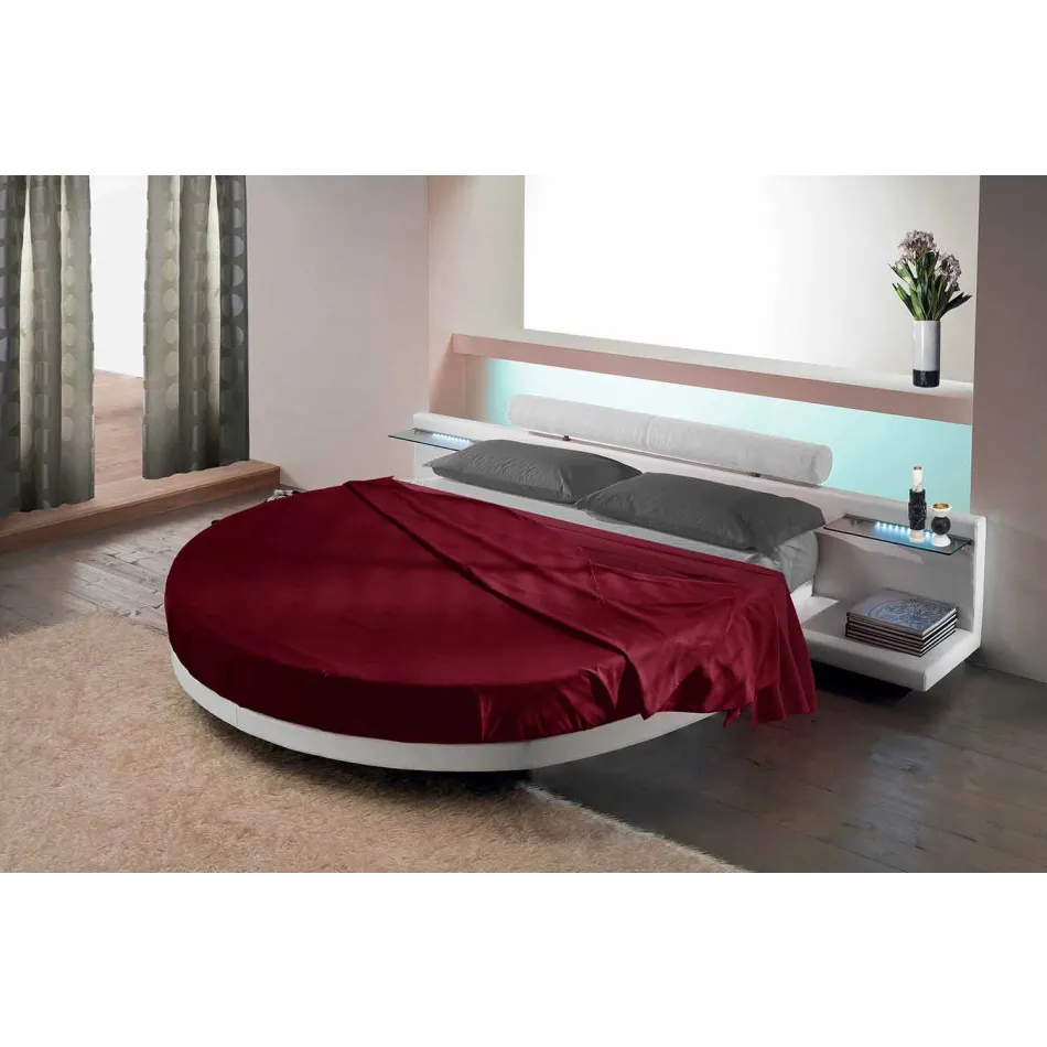 Round Double Bed Covered in Made in Italy Design Ecoleather - Vesio Viadurini
