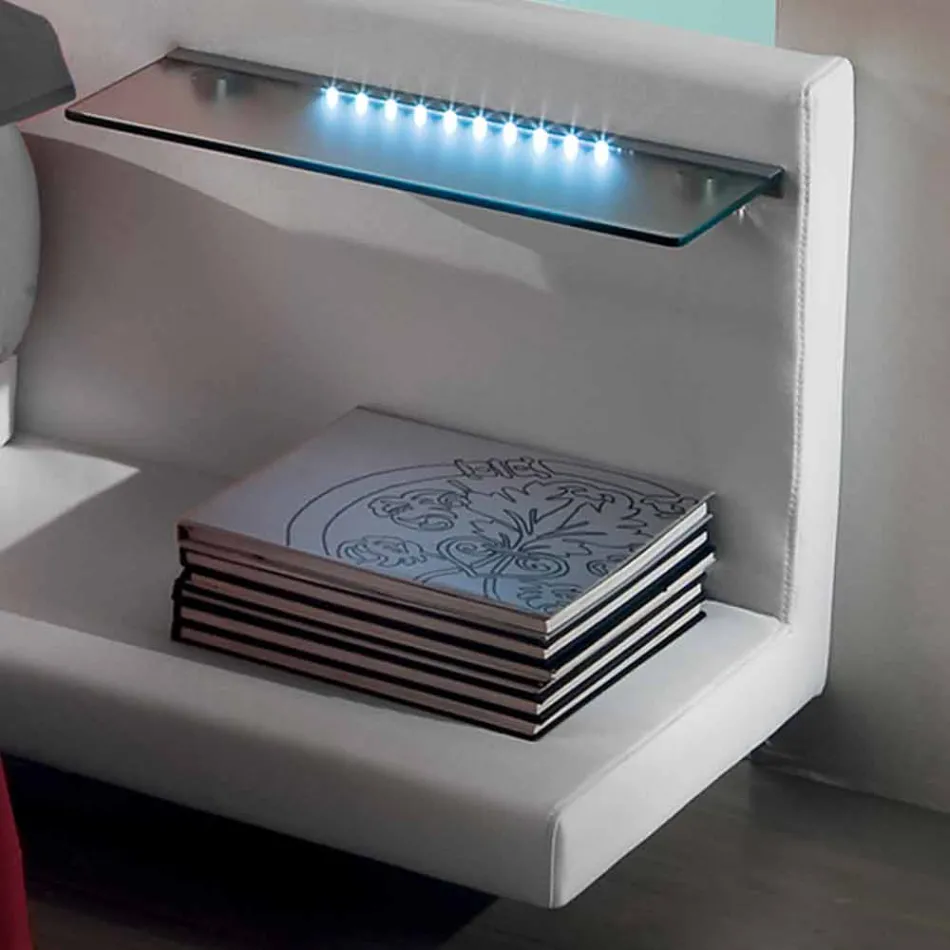 Round Double Bed Covered in Made in Italy Design Ecoleather - Vesio Viadurini