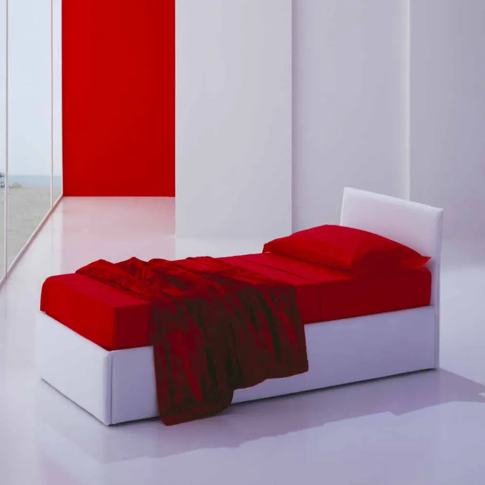 Single bed with headboard, iron and wood structure Line by Bolzan Viadurini