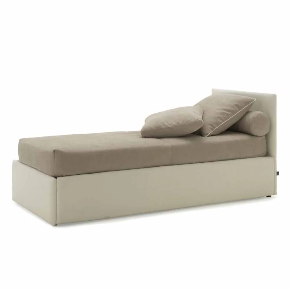 Single bed with headboard, iron and wood structure Line by Bolzan Viadurini